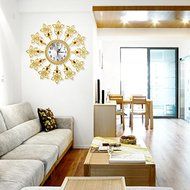 Creative golden diamond lily clock/ The sitting room quiet large wall clock/ European contracted round