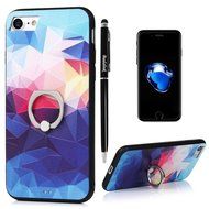 Badalink iPhone 7 Case (4.7&quot;) 360 Degree Rotating Ring Holder Kickstand Shockproof Soft TPU Rubber Bumper Frame... N35