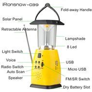 iRonsnow IS-039 Solar Hand Crank Emergency LED Camping Hiking Lantern Flashlight with FM Radio &amp; Siren, 500mAh... N5
