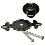 KINGSO Vintage Ceramic Door Knobs Drawer Pull Handle Cabinet Cupboard Wardrobe Matted Black-Black N8