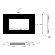 AKDY&reg; 36" Wall Mount Type Tempered Glass 2 Setting Adjustable 1500W LED Backlight 2-in-1 Log &amp; Pebble Interchangeable... N23
