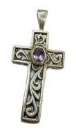 Amethyst Crystal Crucifix Sterling Silver 925 Crystal Cross Handmade Jerusalem