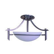 Yosemite Home Decor 189-2SF-SS 2 Lights Semi Flush Mount, Satin Steel Finish with Dove White Glass by Yosemite...