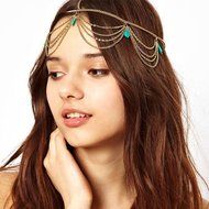 LUNIWEI Women Head Turquoise Chain Jewelry Party Headpiece