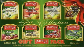 Impra Flavored Green Tea Gift Pack (8 Flavors), 80-count Tea Bags