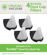 4 Eureka DCF11 Quick Up Washable Dust Cup Filters, Part # 39657, Designed &amp; Engineered by Crucial Vacuum N3