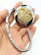 QTMY Rhinestone Imperial Crown Foldable Purse Hanger Table Handbag Hook N4