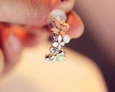 1 Pair New Fashion Women Lady Elegant Crystal Rhinestone Ear Stud Earrings N2
