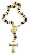 Black Crystal Zircon Beads Gold Color Car Rearview Mirror Rosary (Jerusalem) N2