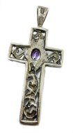 Amethyst Crystal Crucifix Sterling Silver 925 Crystal Cross Handmade Jerusalem N2