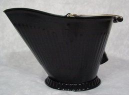 Deluxe Fireplace Hearth Ash Coal Hod Bin Bucket Carrier &amp; Shovel Set - BLACK N5