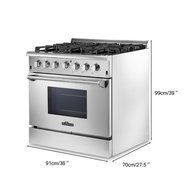 Anself THOR KITCHEN 36-inch Stainless Steel Professional Gas Range Free Standing Dual Fuel Range, 5.2 Cu. Ft,... N5