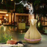 TOMSHINE 400ml Cool Mist Air Humidifier Ultrasonic Aroma Essential Oil Diffuser Wood-Grain 7 Color Changing Light...