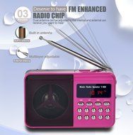 Timorn Portable Digital Receiver Supports TF Card/USB/MP3 format/FM Radio Function (Black) N3