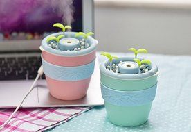 MOEBULB 235ml -Anion Ultrasonic Flower Pot Humidifier，Air Purifier, USB Powered with Auto On/Off For Home, Office... N9