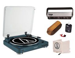 Audio Technica AT-LP60NV-BT Automatic Bluetooth Turntable (Navy) w/ Knox Carbon Fiber Vinyl Brush, Additional...