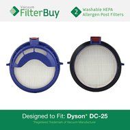 2 - Dyson DC25 (DC-25) Post HEPA Replacement Filters, Part # 916188-05. Designed by FilterBuy to fit Dyson DC-...
