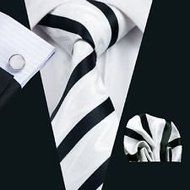 Dan Smatree White Black Necktie Mens Business Formal Jacquard 007 Tie