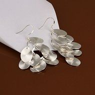 New Women 925 Sterling Silver Plated Fashion Leaf Dangle Studs Earrings Jewelry N3