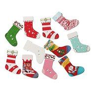 MuLuo 50pcs/Pack Painted Wooden Buttons Wooden Buttons Colorful Mixed Printing Two Holes Buckle Christmas Stockings... N6