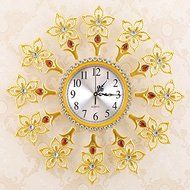 Creative golden diamond lily clock/ The sitting room quiet large wall clock/ European contracted round N2
