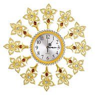 Creative golden diamond lily clock/ The sitting room quiet large wall clock/ European contracted round N3