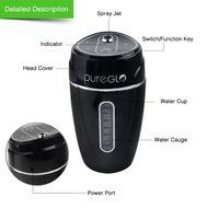 pureGLO Portable Mini USB Car Humidifier - 180ML Small Air Mist Purifier with Vehicle Mount - Travel Diffuser...