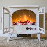 Jasper Free Standing Electric Fireplace Stove - 25 Inch Black Portable Electric Vintage Fireplace with Realistic... N5