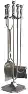 Uniflame, F-7547, 5pc Satin Pewter Fireset with Pedestal Place