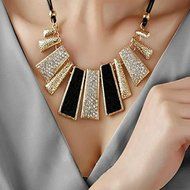 SyGyn(TM) women girl Fashion Design Beads Enamel Bib Leather Braided Rope Chain statement necklace N2