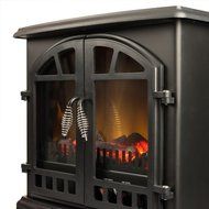 Jasper Free Standing Electric Fireplace Stove - 25 Inch Black Portable Electric Vintage Fireplace with Realistic... N6