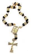 Black Crystal Zircon Beads Gold Color Car Rearview Mirror Rosary (Jerusalem) N3