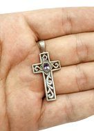 Amethyst Crystal Crucifix Sterling Silver 925 Crystal Cross Handmade Jerusalem N3