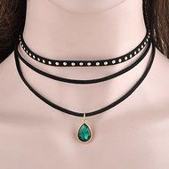 Vintage Retro Black Velvet Crystal Charm Pendant Choker Necklace Gothic Jewelry N4
