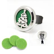 316L Surgical Stainless Steel Xmas Tree Locket Car Air Freshener Aromatherapy Essential Oil Diffuser Vent Clip