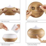 Anypro Aromatherapy Essential Oil Diffuser Ultrasonic Cool Mist Humidifier 300ml Wood Grain
