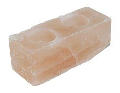 Himalayan Salt Double Candle Holder (2 holes; 5.5 x 2.5 x 2.1 inches)