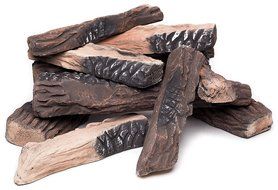 Large Gas Fireplace Logs | 10 Piece Set of Ceramic Wood Logs. All Types of Indoor, Gas Inserts, Ventless &amp; Vent...