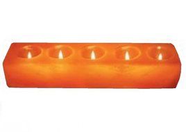 Himalayan Salt Double Candle Holder (2 holes; 5.5 x 2.5 x 2.1 inches) N5