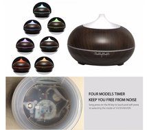 Aromatherapy Diffuser 300 ml Dark Wood Grain Ultrasonic Essential Oil Diffuser 7 Changed LED Lights Color, 4 Timer... N2