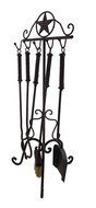 Rustic Western Star Wrought Iron Fireplace Tool Set