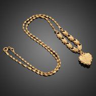 18K Rose Gold Filled Filigree Heart Pendant Necklace Chain Fashion Women Jewelry N2