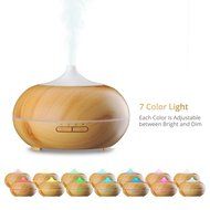 VicTec New Wood Grain 300ml Aroma Essential Oil Diffuser Ultrasonic Cool Mist Whisper-Quiet Humidifier with 7...