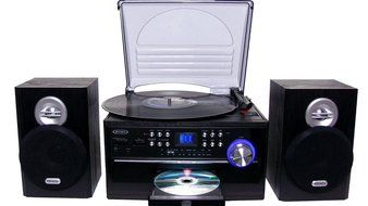 Jensen All-In-One Hi-Fi Stereo CD Player Turntable &amp; Digital AM/FM Radio Tuner Tape Cassette Player Mega Bass... N2