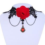 Black Lace Choker Victorian Gothic Collar Necklace Pendant Jewelry N6