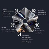 Car air purifier in addition to charging Dual USB car smoke purifier anion car oxygen bar (Black)