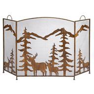 Gifts &amp; Decor Rustic Forest Folding Fireplace Screen