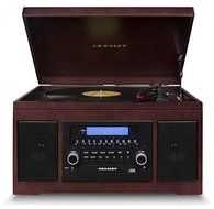 Crosley CR2415A-MA Cannon Turntable with Radio, CD Player, Cassette and Aux-In, Mahogany