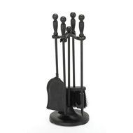 "MINI" Miniature Colonial Fireplace Hearth Woodstove Tool Set with Classic Ball Handles - BLACK