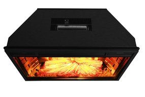 AKDY 28" Freestanding Electric Fireplace Insert Heater in Black with Tempered Glass and Remote Control